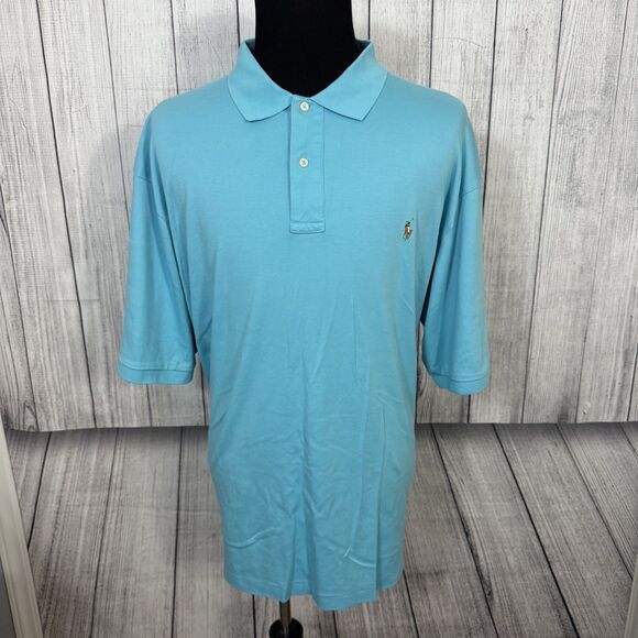 Polo Ralph Lauren Men's 3XLT Blue Pima Interlock Cotton Short Sleeve Polo Shirt - Picture 1 of 6